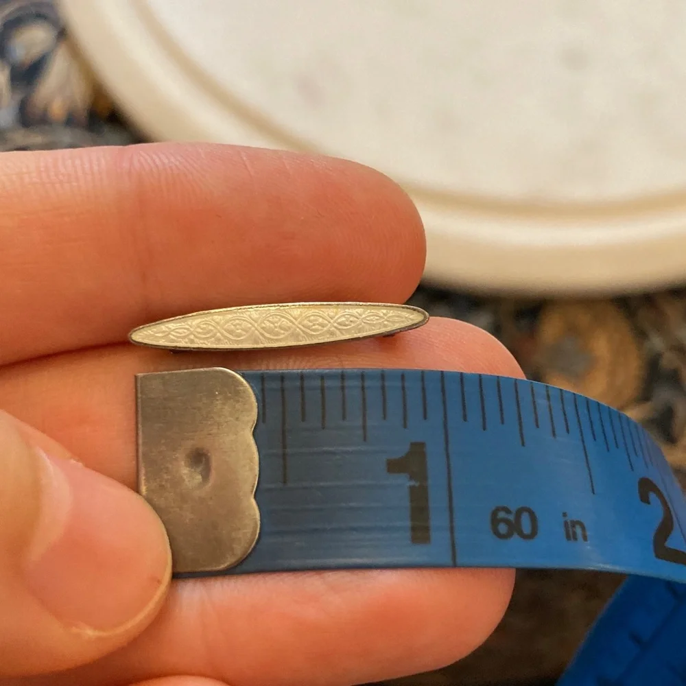 Antique Guilloche Enamel Sterling Lingerie Pin Signed - Picture 6 of 6